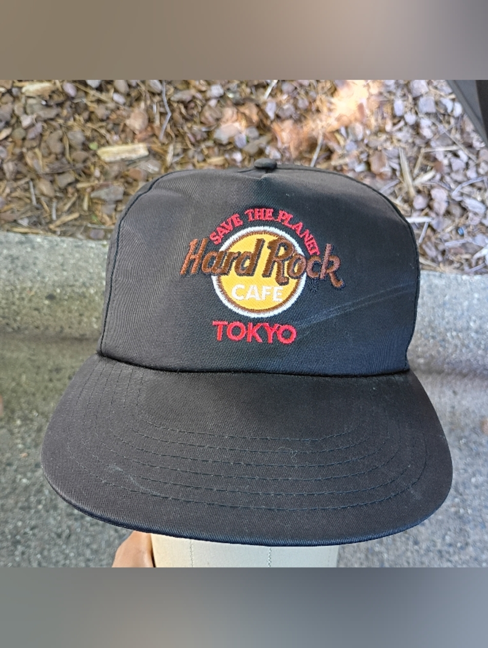 Hard Rock Cafe Tokyo VTG Save The Planet Black Strapback OS Cap Hat 80's - 90's